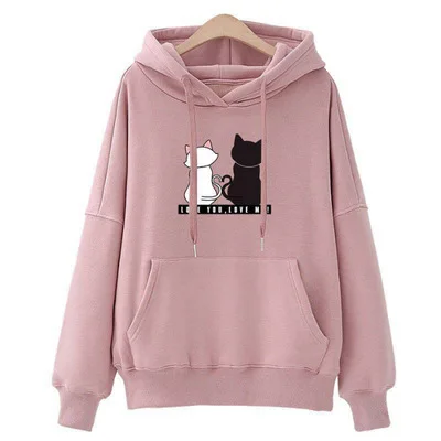 

Couple Streetwear Hoodies Women Sweatshirt Autumn Long Sleeve Harajuku Hoodie Cute Cat Print Women Sudadera Mujer Jumper, Customized color