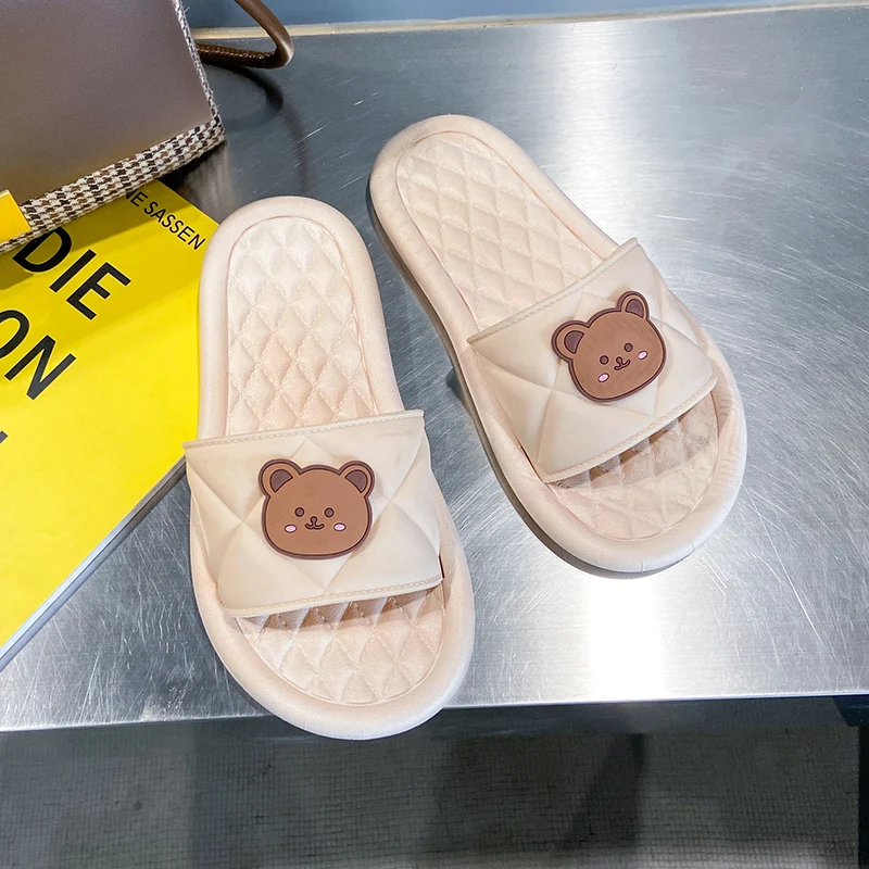 

Soft bag bear head slippers lady slippers outdoor fashion flat sandals