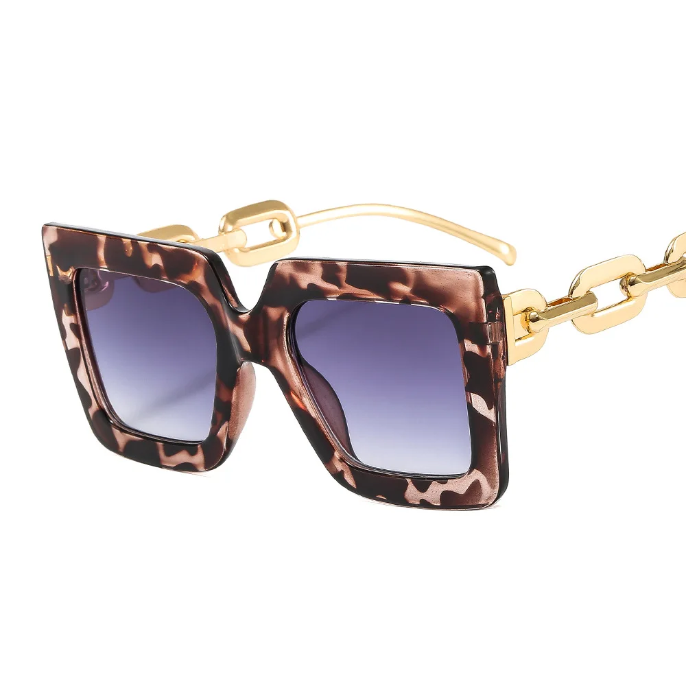 

2022 Europe and United States large square frame women chain decoration sunglasses INS retro personality fashion sunglasses, Mix color or custom colors