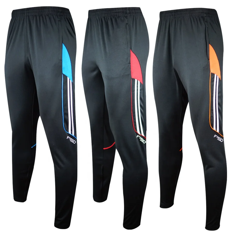 

Wholesale Custom Men Football Training Trousers Soccer Jogger Sports Pants, Black red black blue black orange