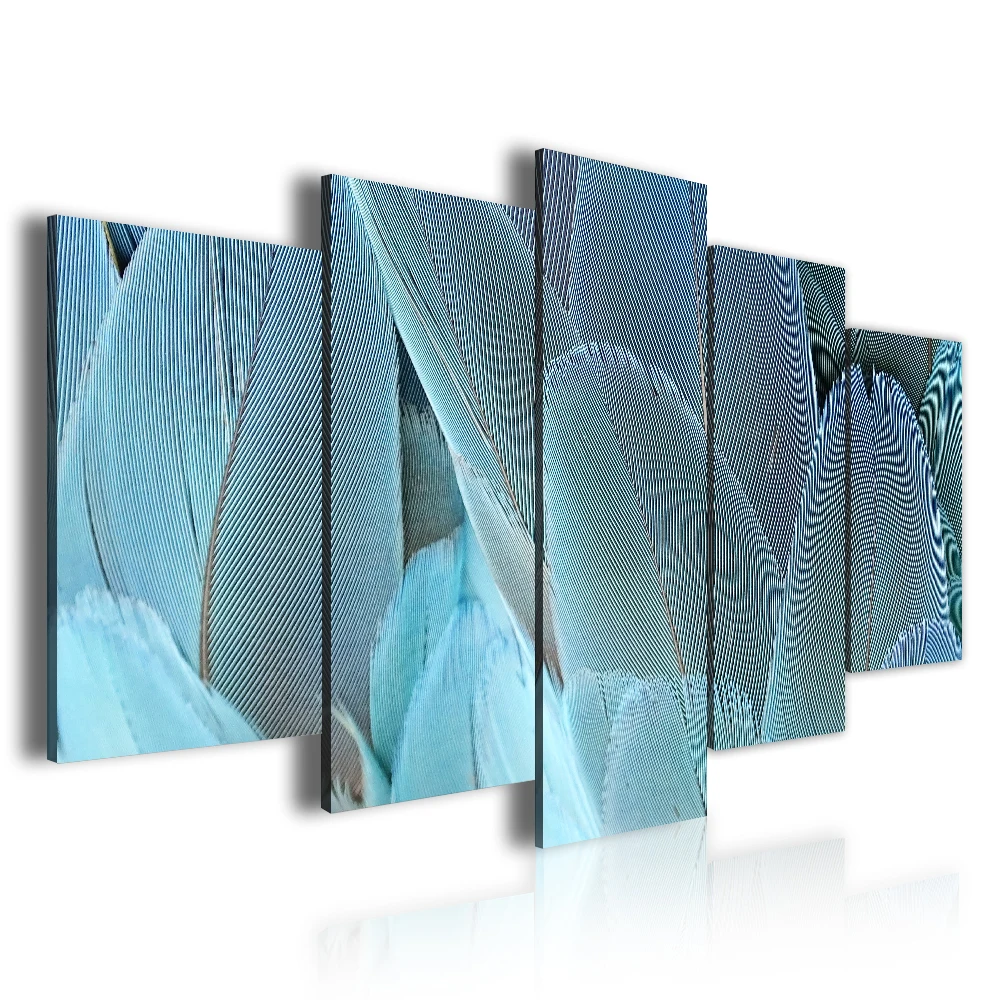 

3D line Picture Indoor Wall Decor 5 Panel Wood Framed Abstract Home Decoration Canvas Art, Customized color