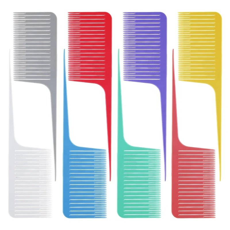 

Private label wide tooth comb long hair magical hair salon household detangle brush for hair plastic comb, Customized color