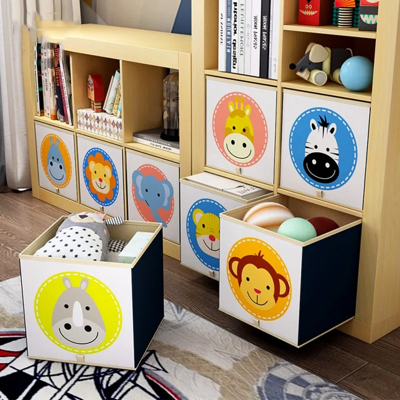 

Cartoon Box Storage Box Woven Storage for Kids Toy, Animal printed