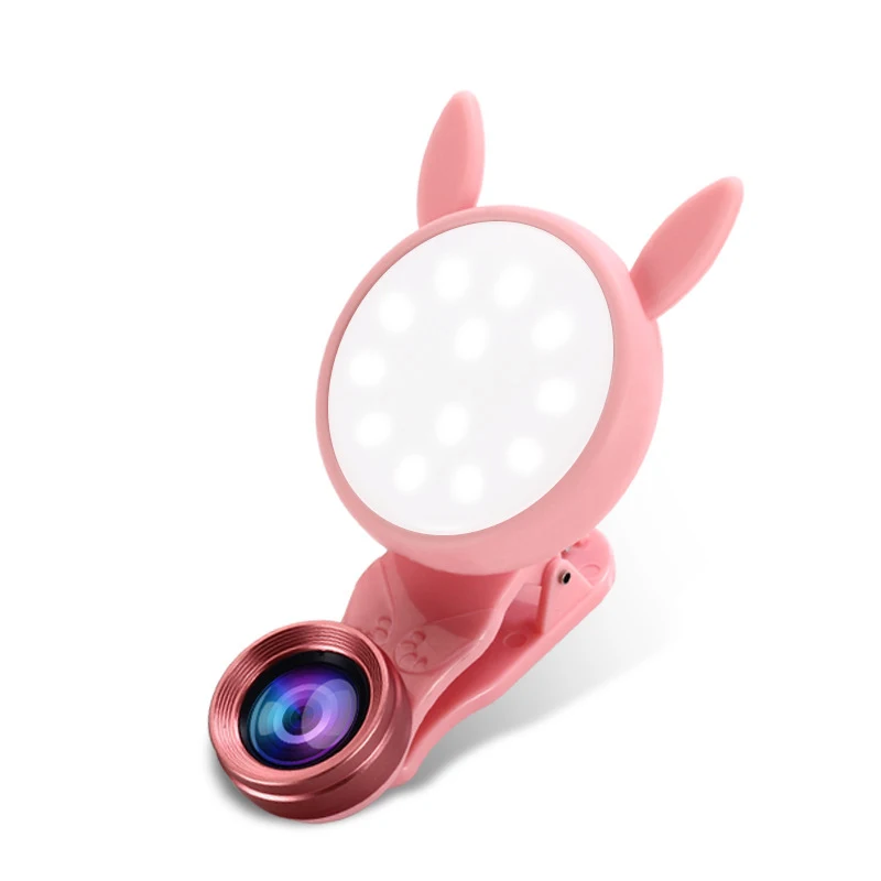 

50% Off LED Selfie Ring Light Phone Camera Macro Lens Wide Angle Beauty Fill Light Ring Lamp Mini Ring Light, Black pink white blue