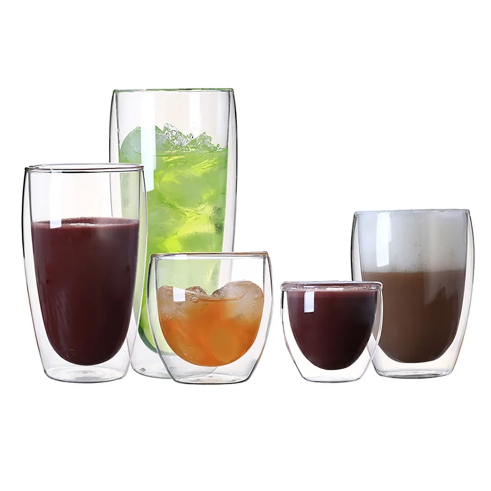 

Double Wall Glass Cup Heat Resistant Coffee Glasses Borosilicate Glass Cup