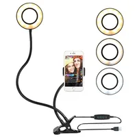 

Youtube Live Stream Video Chat Led Selfie Ring Fill Light With Phone Holder Stand Usb Plug Adjustable Desk Lamp Makeup Light