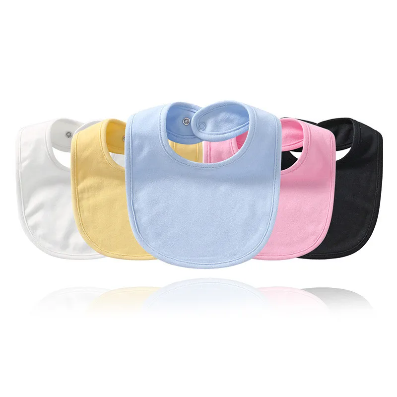 

Baby saliva towel baby solid color double layer newborn Bib rice bag water absorbent cotton Bib button children's bib