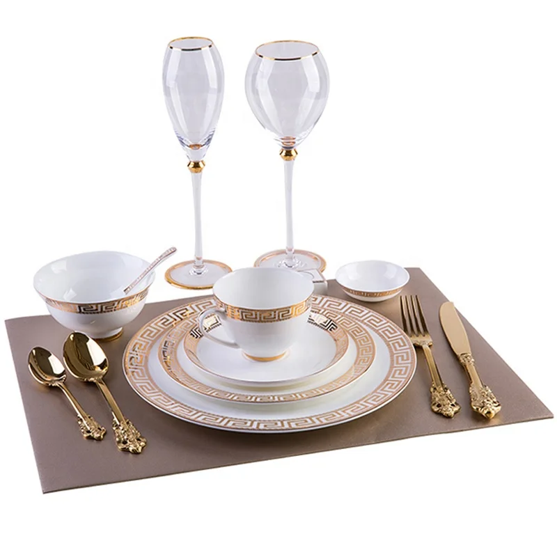 

Wholesale Fine Dinner Sets European Golden Bone China Royal Cutlery Set Porcelain Ceramic Dinnerware Sets Luxury, Picture