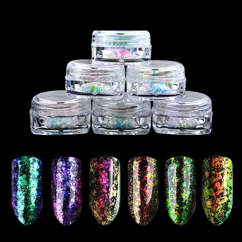 

Salon 0.2 G Transparent Irregular Chameleon Flakes Powders 2 Perfect Effects Nail Pigment, 6 colors