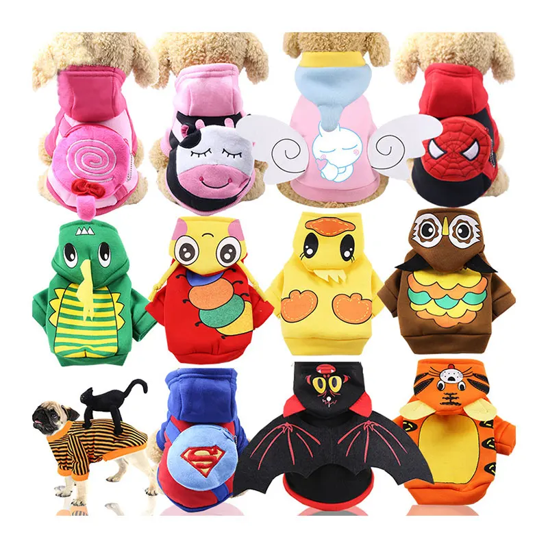 

Cartoon Puppy Autumn Winter Coat Funny Costumes Cat Cute Sweaters with Hat Pet Clothes Dog Hoodie