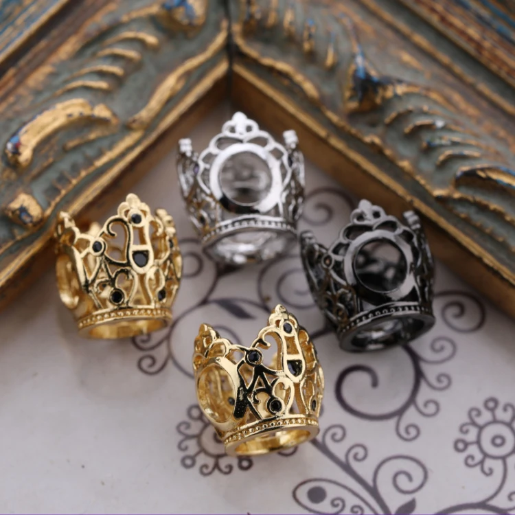 

New Fashion Womens DIY Jewelry Black Copper Crown Charm Gold Silver Pendants or Charms Micro Insert Zircon Gift WXCRN1198 COPEPR