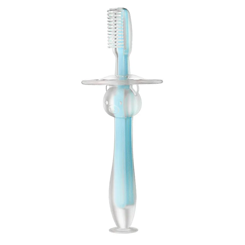 

Anti-Fall Extra Soft Infant Toddler Training Massaging Oral Care Tooth brush Teething Toys Food Grade Silicone Baby Toothbrush, Blue,pink,yellow,green