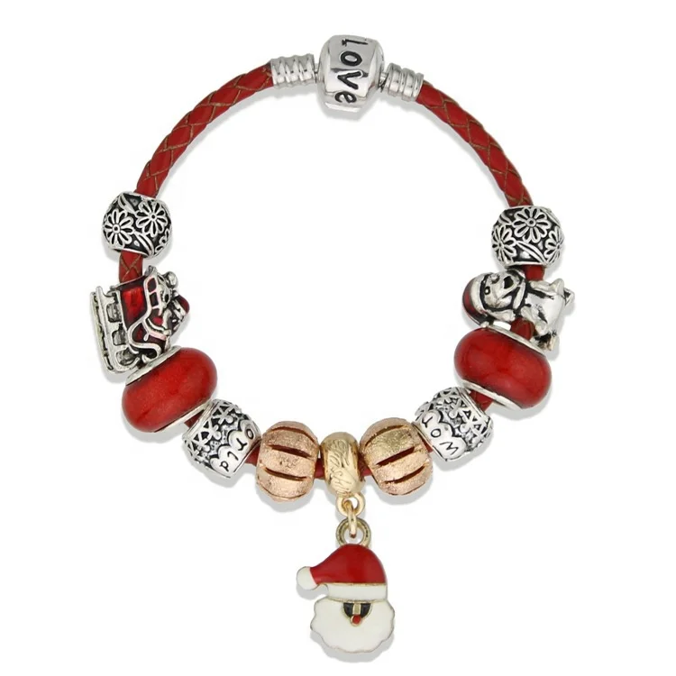 

DIY Santa Claus Crystal Charm Bracelets Bangles Handmade Christmas Xmas Beads Bracelet For Decoration, Many colors, as your requests