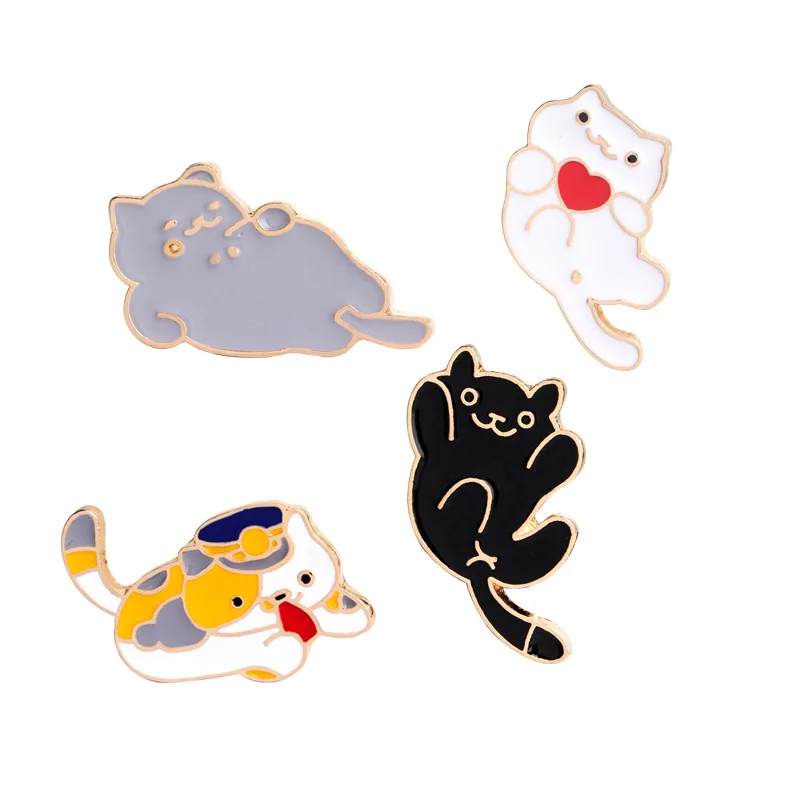 

Hot selling various cat and paw moggy enamel Lapel Badge Brooch Pins for DIY Backpack Clothes Hat Jeans, Multi