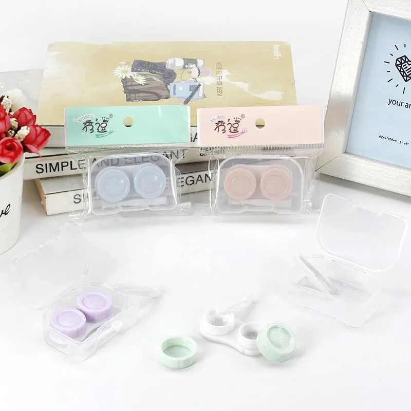 

Wholesale Eyes Care Kit Colorful Eyew Cute Plastic Contact Lens Case Container, 4 colors