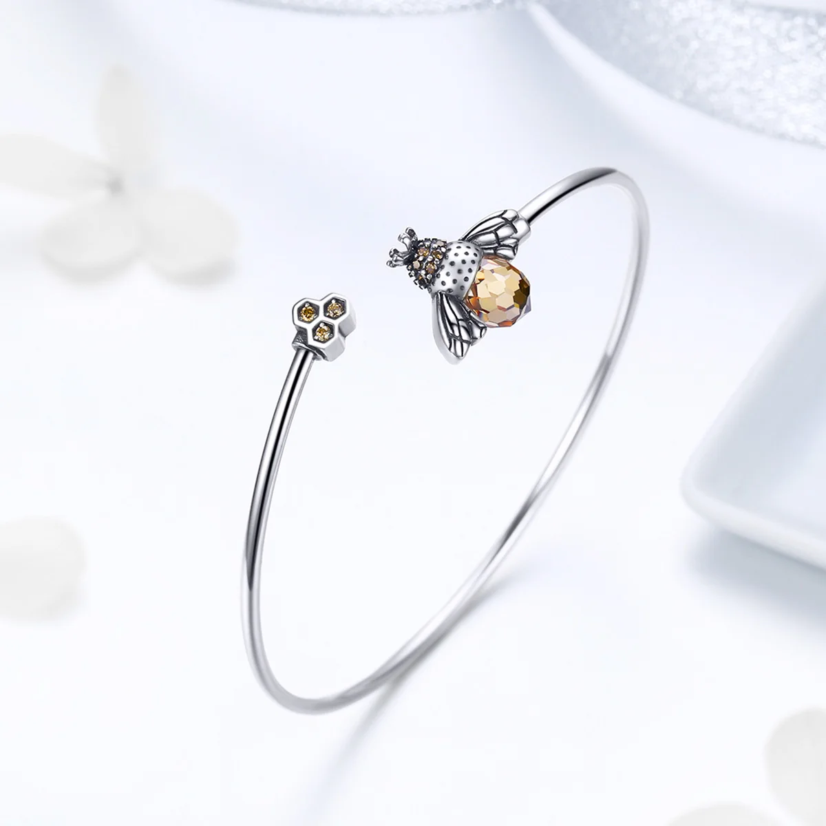 

Bee And Honeycomb 925 Sterling Silver Bracelets Bangles
