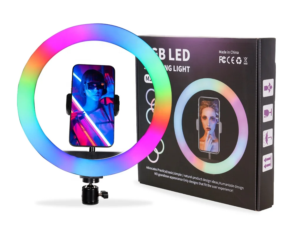 

Kaliou I044 RGB 10 Inch 26 cm USB Beauty Ring Light Photography Tik Tok Live Video LED Ring Light, Colorful