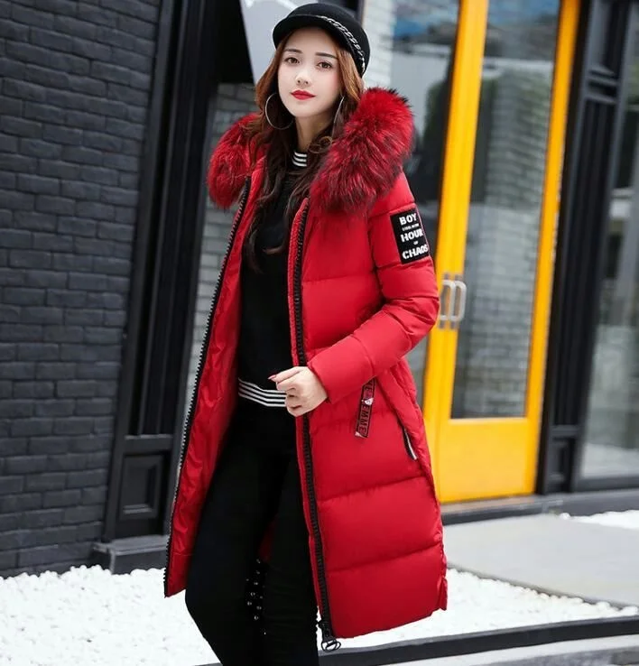 

2021 Winter Women's Jacket Long Down Jacket Padded Coat Ladies Slim Hooded Parka