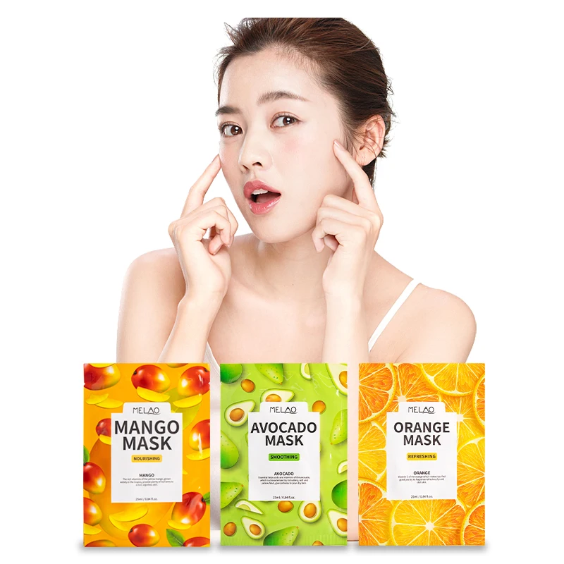 

OEM Fruit Face Masks Whitening Cleansing Lifting Vc Organic Natural Orange Sheet Skin Care Beauty Ladies Facial Mask In Stock, White