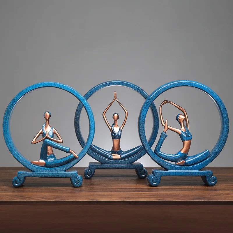 

European Style Girl Yoga Figure Resin Office Ornaments Abstract Art Living Room Home Decor, Customized color