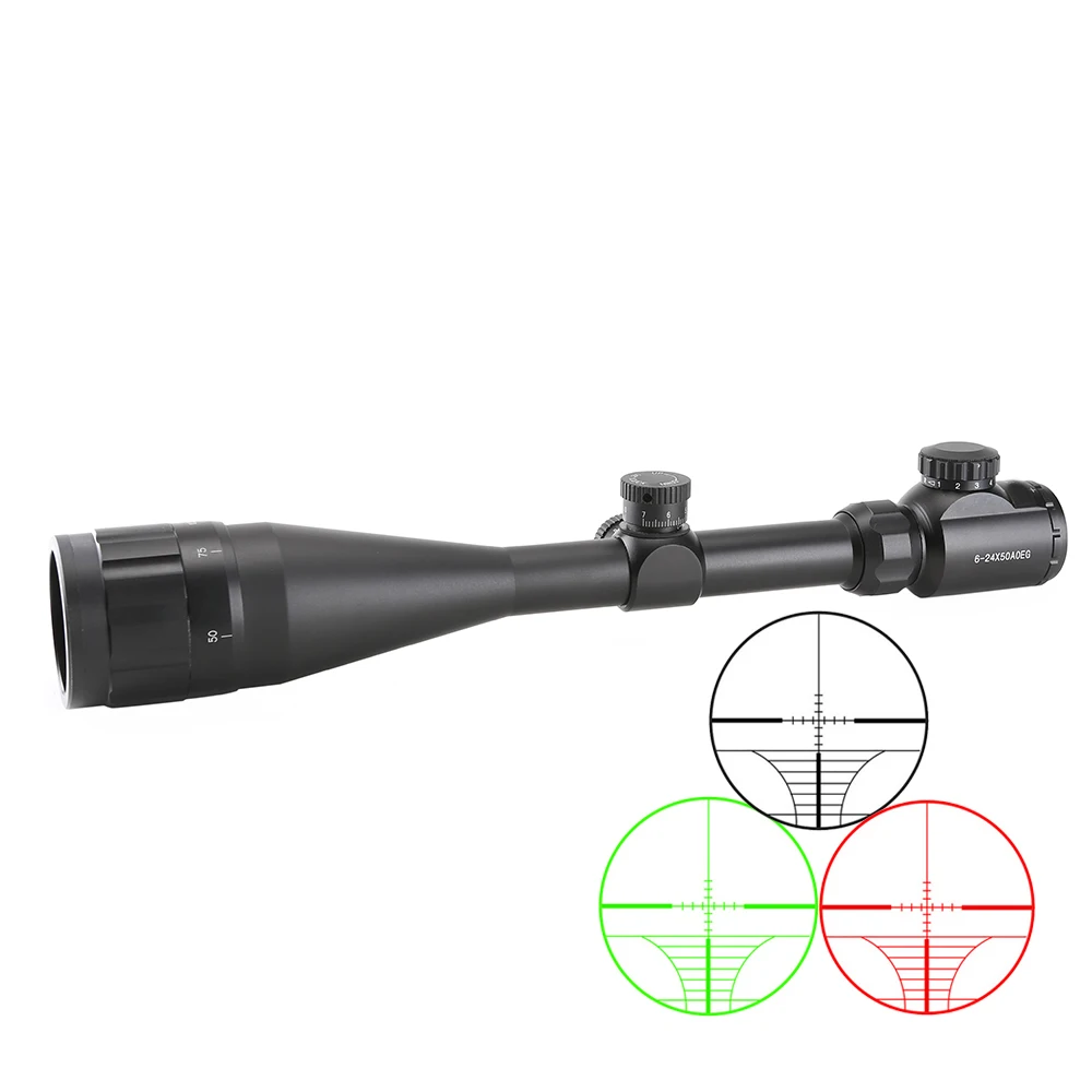 

SPINA 6-24X50 AOE Adjustable Green Red Dot hunting scopes optics riflescope tactical, Black