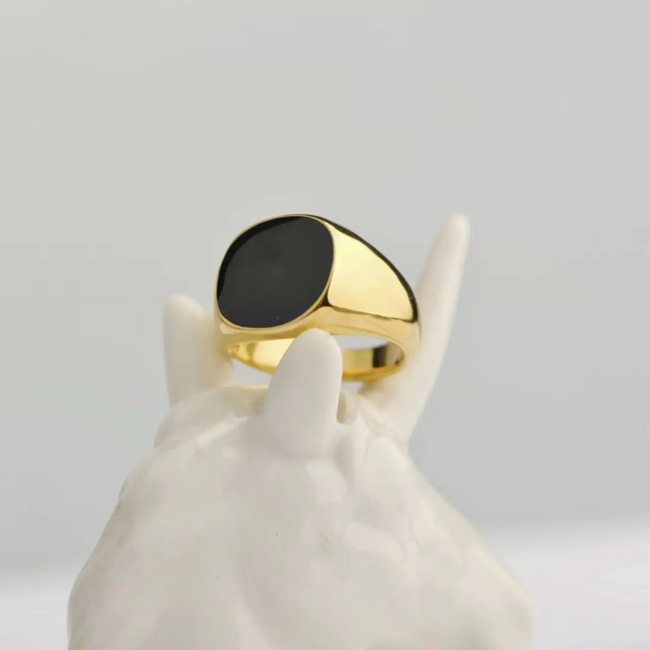 

black shell ring style ins stainless steel color preservation atmospheric h decoration simple jewelry