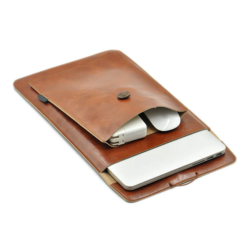 

Custom Logo Envelope Pouch Wholesale Business Notebook Bags For Men PU Leather Laptop Sleeve Case For Macbook
