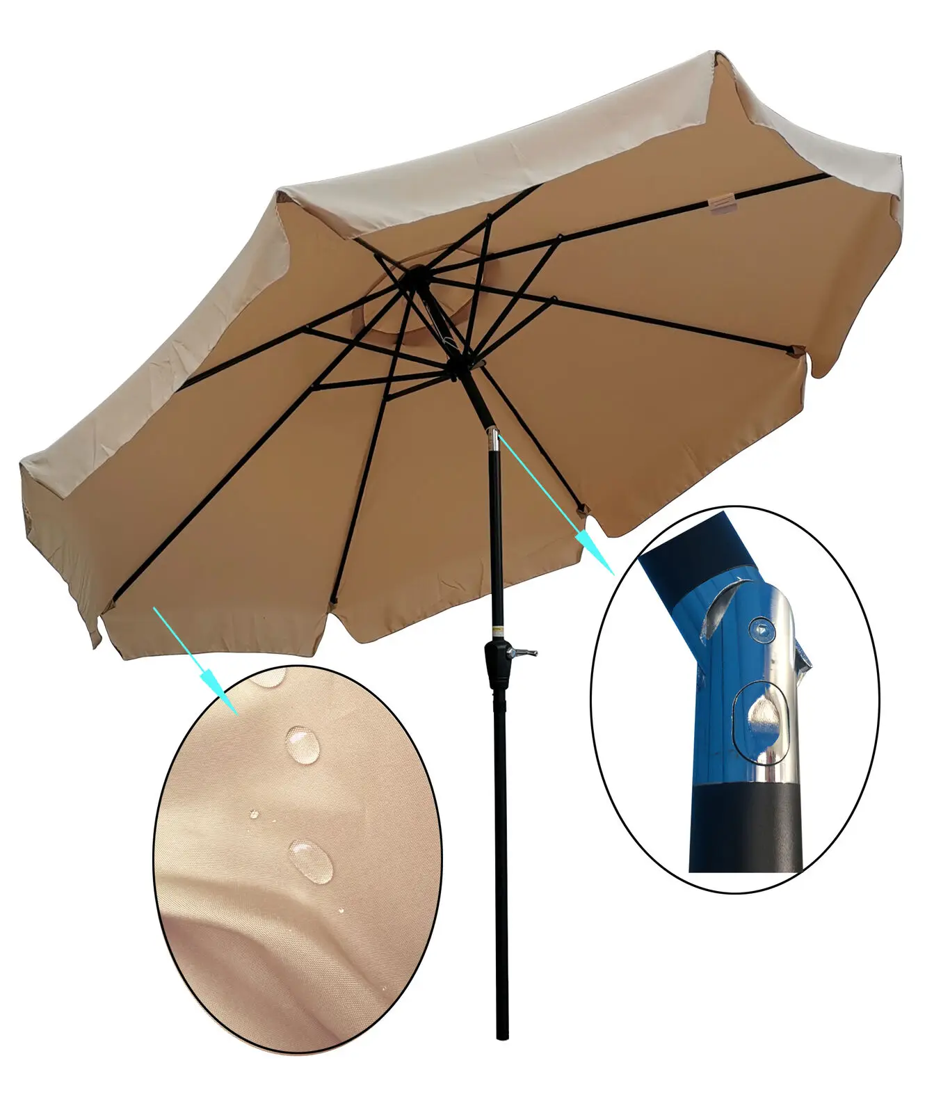 

10 Ft Patio Umbrella Market Table Round Umbrella Outdoor Garden with Crank