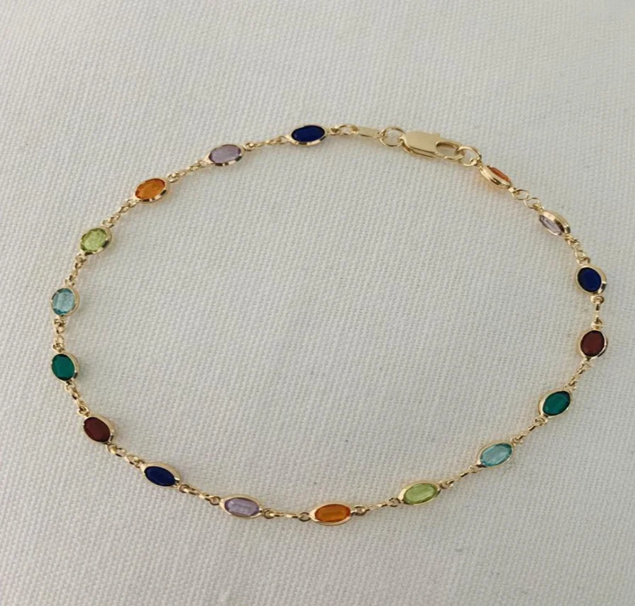 

New multi-color rainbow crystal anklet 2021