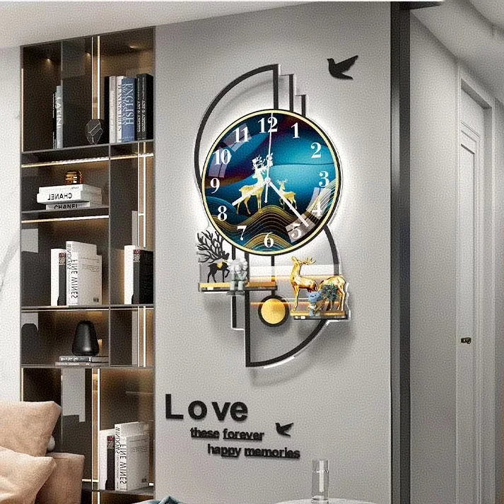 70X37CM With LED Night Light Custom Living Room Modern Wall Hanging Watch Home House Decorative Clock Fast Dropshipping DDP WEEE