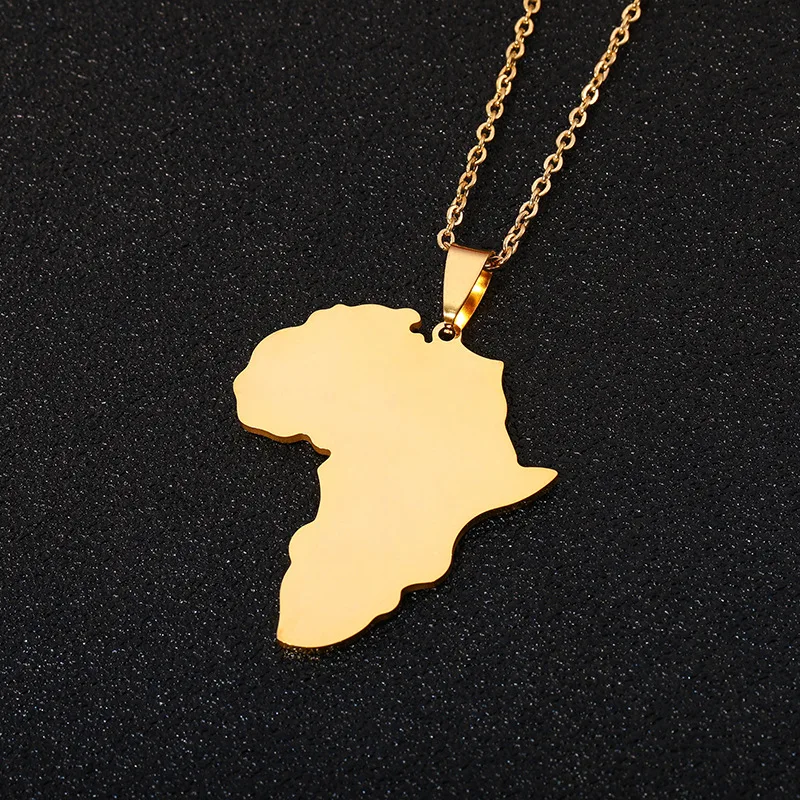 

Tarnish Free 18K Gold Plated 316L Stainless Steel Africa Necklace Africa Map Necklace High Polished Africa Map Necklace