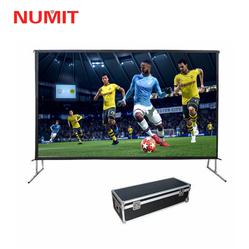 Portable Fast Folding Projection Screen PVC Soft Metal Fabric Portable Indoor/Outdoor Movie Theater  Projector Screen
