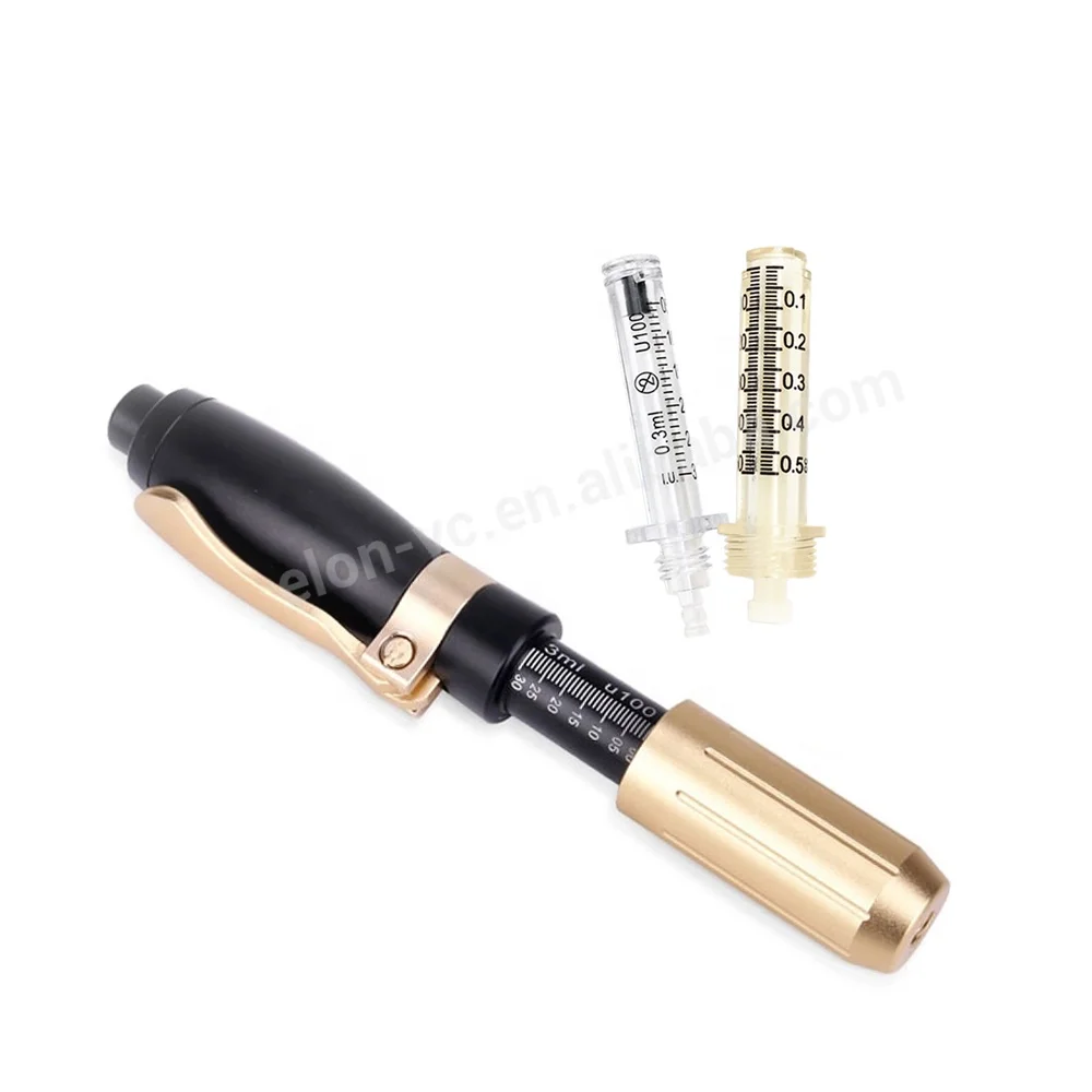 

ELON-YC hyaluron pen Mesotherapy Gun 2 in 1 Hyaluroic Acid Injector 0.3/0.5 two head Needle Free Injector 24k gold hyaluron pen, Black gold