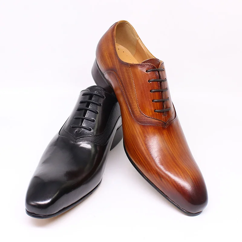 

Luxury mens genuine leather designer oxford dress shoes italian, Black/brown