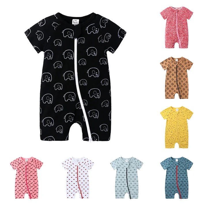 

2021 Children Summer short sleeve printing cartoon animal boys girls jumpsuits baby girl clothes romper for wholesale, As pic shows, we can according to your request also