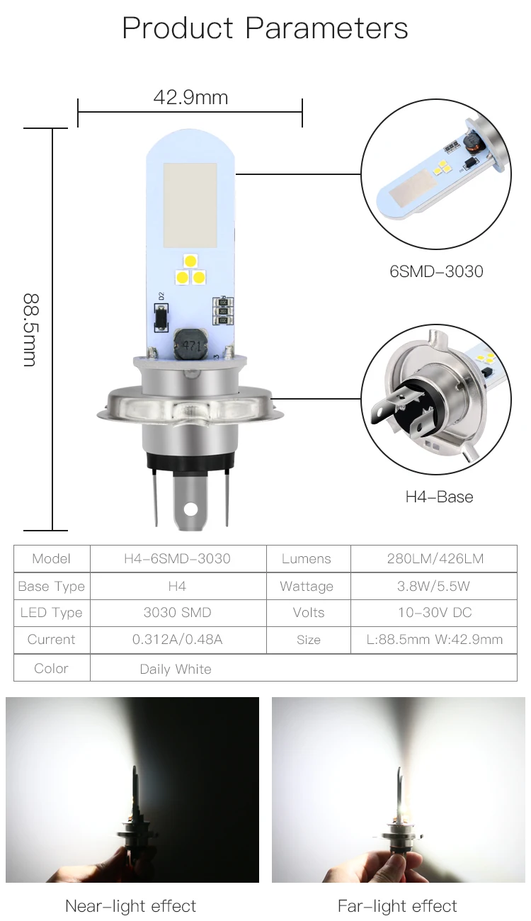 headlight led h4 automobile