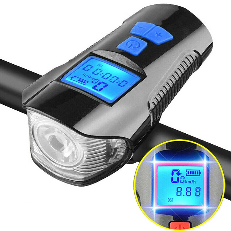 

New Design Cycle Accessories 350 LM Meter Horn Battery Cycling Headlight Bicycle Computer Led Motion Bicycle Light