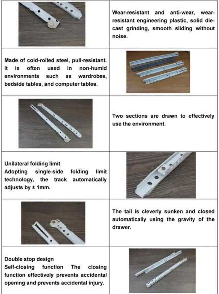 Good quality drawer slide 10 inch Furniture use slient smooth drawers slide rollers runners