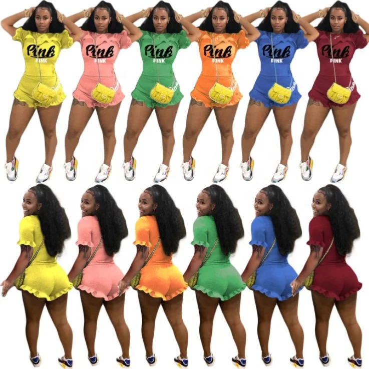 

Amazon Casual Two Piece Short Sets Women Short Sleeve Loungewear Women Sets Tracksuits Women Sport Set