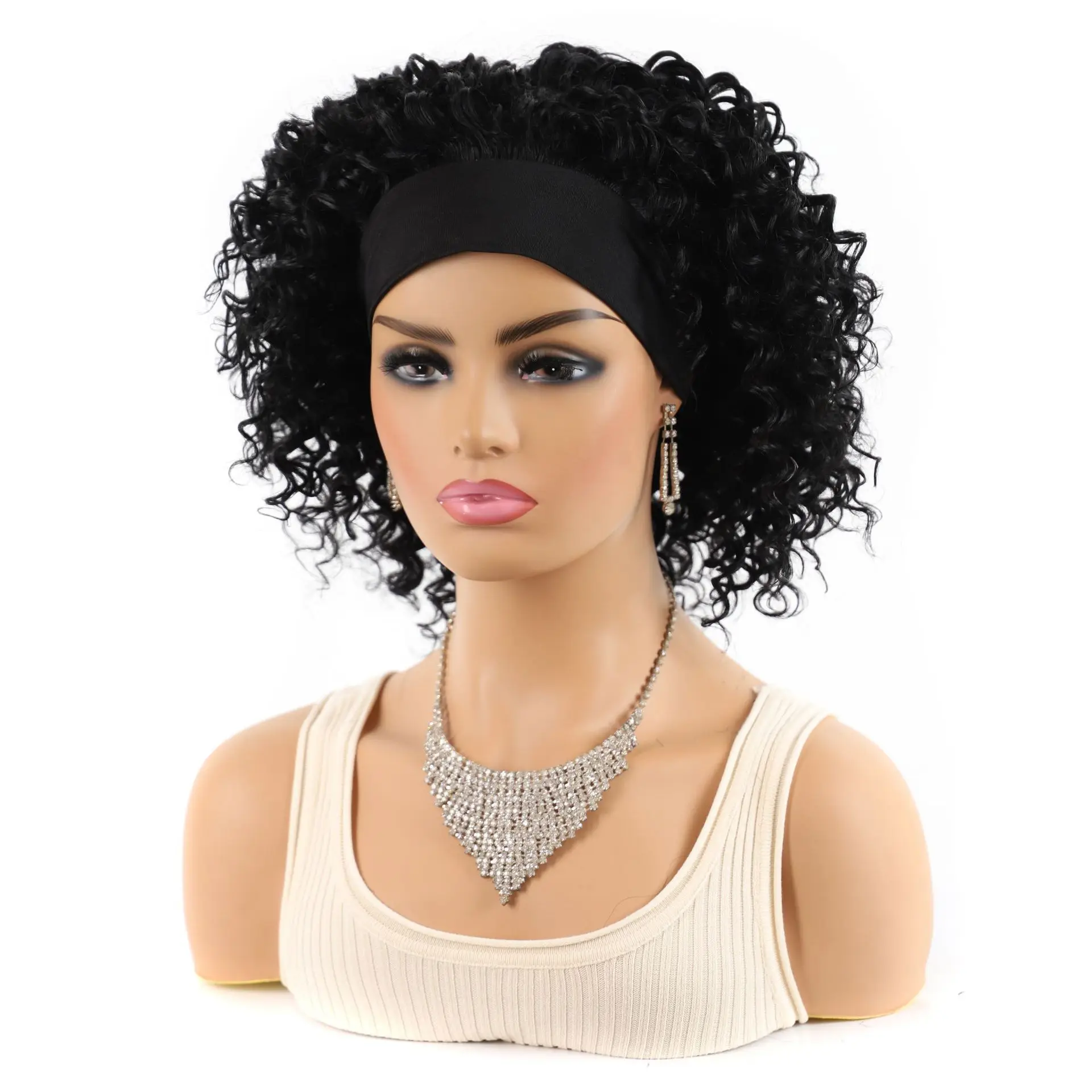 

Hot Sale Deep Wave Human Hair Wigs with Headband Hair Extensions Wigs, Customized