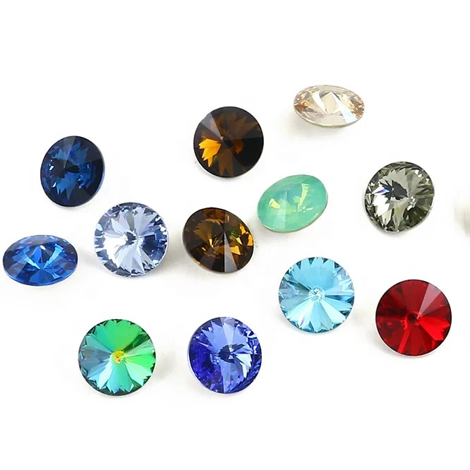 Round rivoli crystal fancy stone point back k9 crystal wholesale loose rhinestone beads for jewelry garment crystal rhinestone