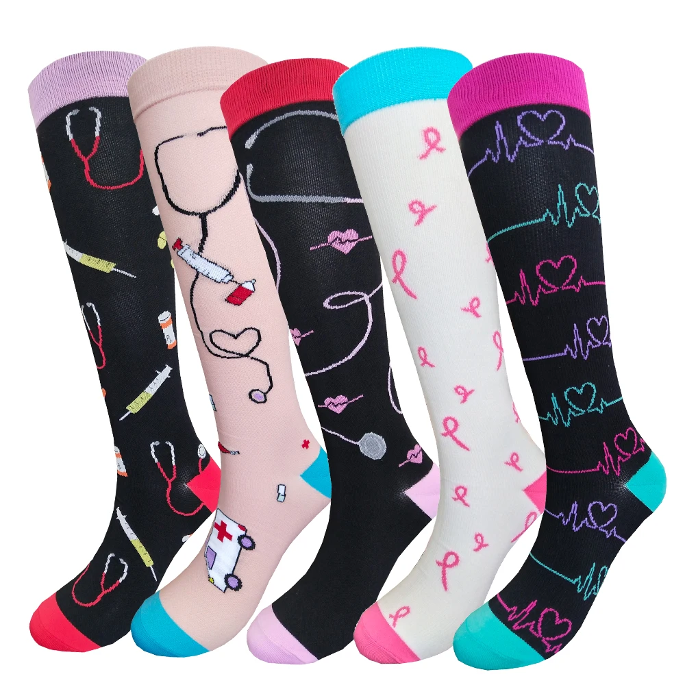 

Custom best knee high plain colorful nylon teacher doctor office nurse compression socks medical 15-20 mmhg for women, Custom color