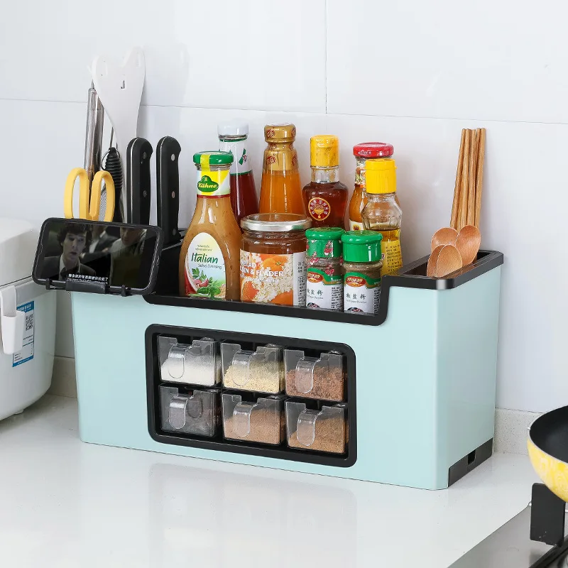 

Multifunctional Seasoning Box Rack Bottle Storage Rack Jar Storage Box Seasoning Kitchen Supplies Set