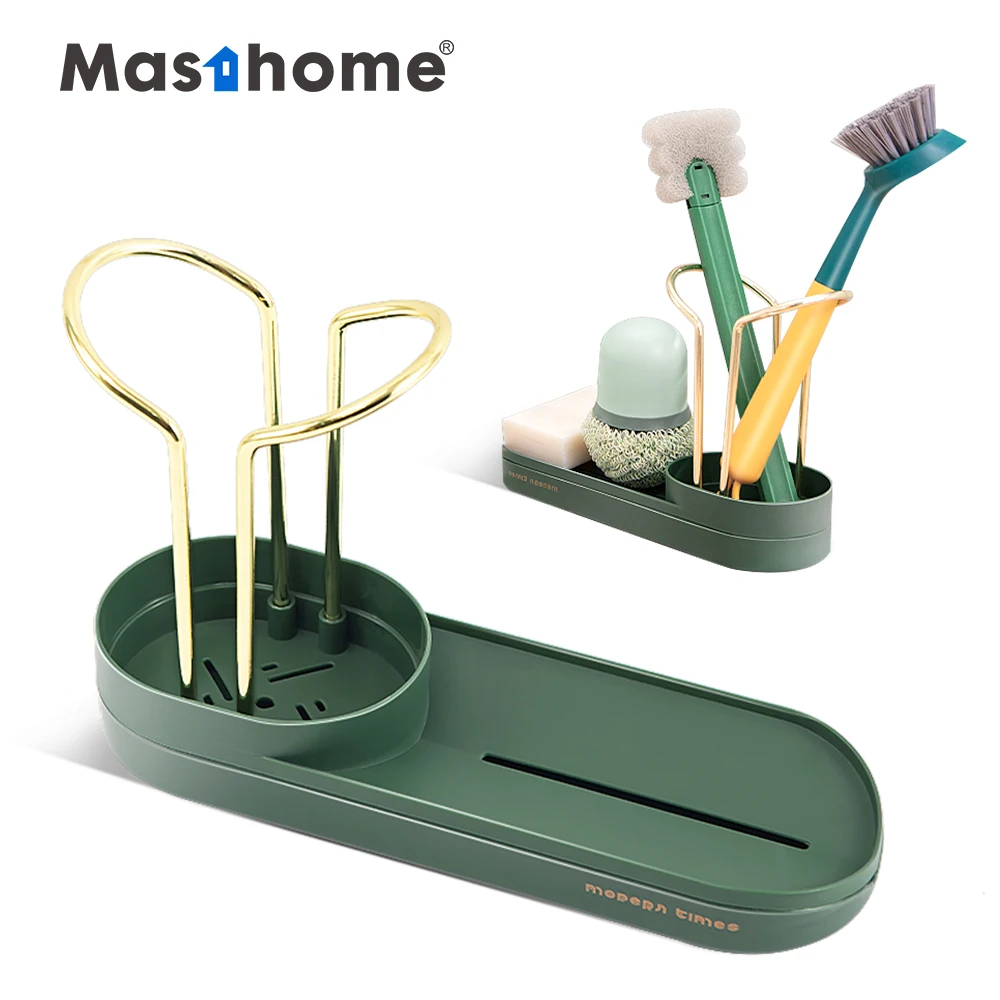 

Masthome Hot Selling Luxury Kitchen Metal Kitchen Sink Organizer Rack Sink Caddy