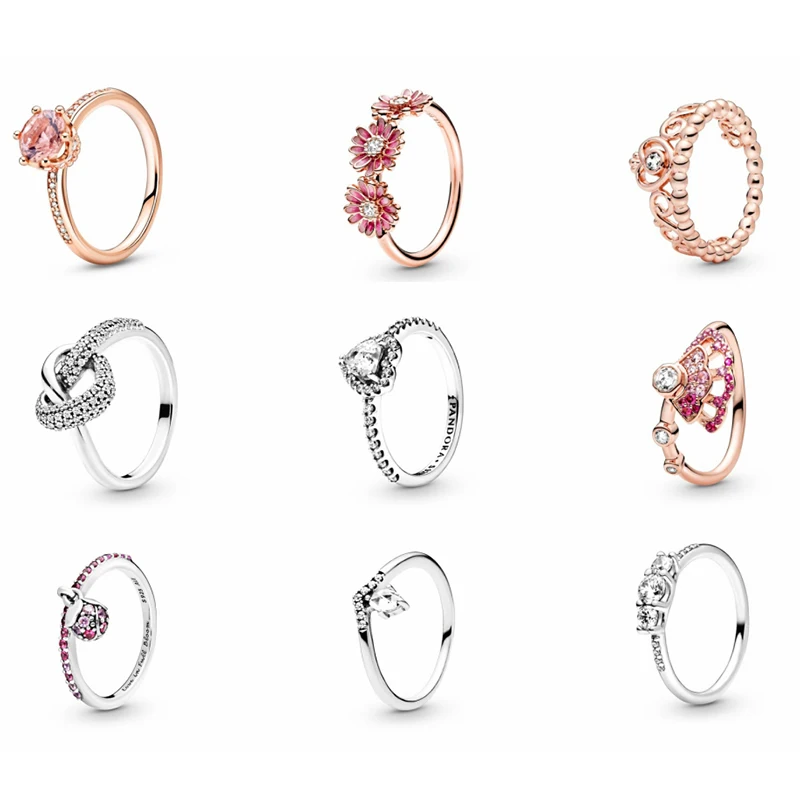 

2021 Hot Selling Romantic Flower For Charm Pan Sterling Silver Ring Rose Gold Diamond Diy For Making Engagement Ring
