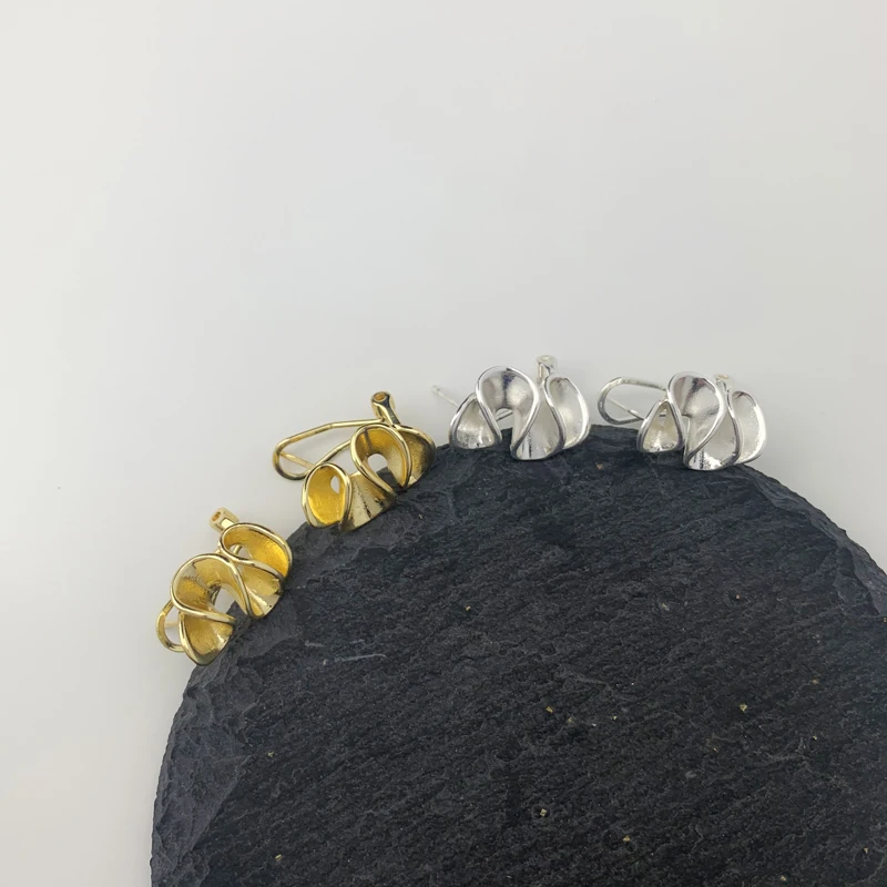 

Vershal A-52 Gold Silver Plated INS New Arrival Contorted Minimalist Earrings Jewelry For Wome, As pitcure