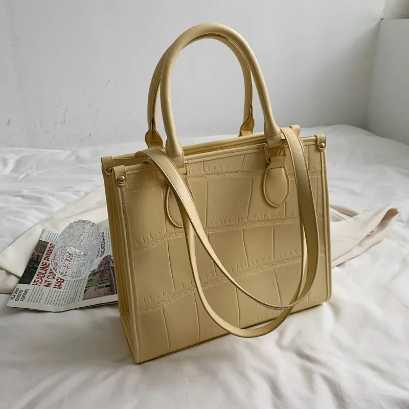 

Personality 2021 Tote Bag With Large Volume In Stone Pattern Leather Popular Fashion Ladies Luxury Brand Bags