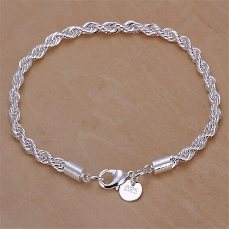 

fashion 4 mm twist chain jewelry for women ,silver plated new design Iron bracelet, Silver plating