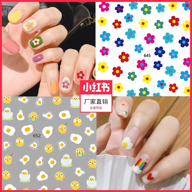 

679-684 2021 diy orange rainbow cherry decals 3d nail stickers small red book hot style