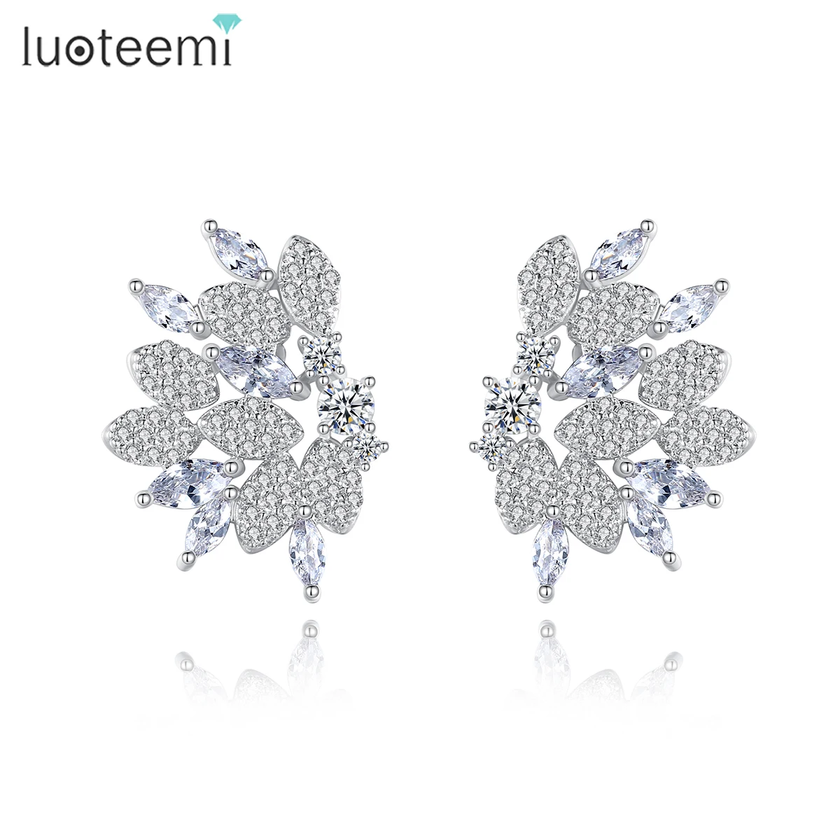 

LUOTEEMI New Arrival Princess Elegant Earrings Charms Zircon Engagement Wedding Ear Rings for Women